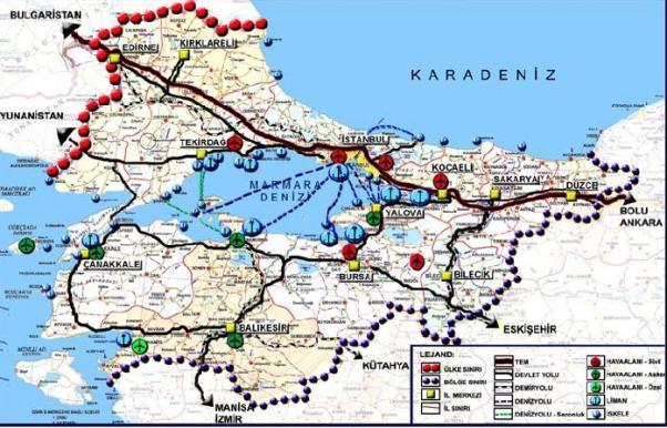 Marmara Bölgesi ve İstanbul İli Ulaşım Bağlantıları İstanbul un diğer tüm iller ile karayolu bağlantısı vardır.