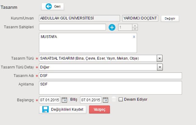 4. ÖDÜLLER Akademik Teşvik Ham Puanını hesaplanabilmesi için; 1. Ödülün alındığı yıl 2018 olmalıdır.