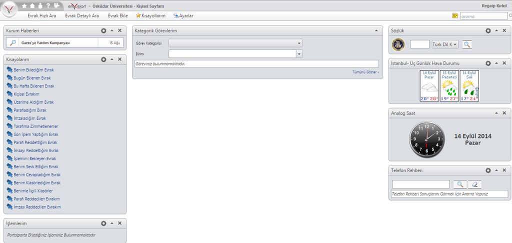 2. EBYS Portal EBYS Sistemi'ne giriş yaptığınızda, sizi portal sayfası karşılayacaktır.