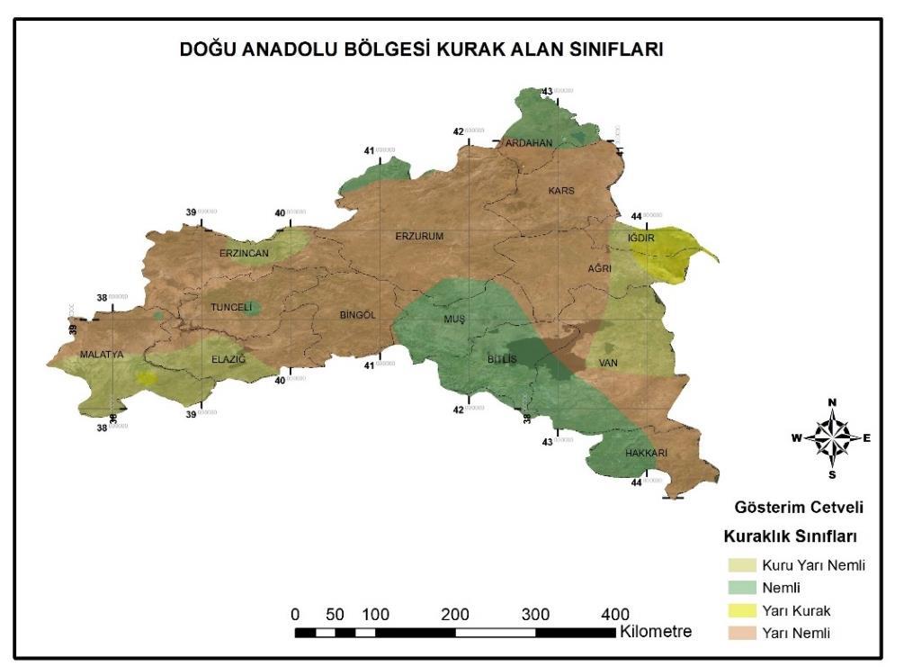 Tablo 3.2: Kuraklık sınıflarına göre deneme alanı (Plot) sayısı ve temsil ettiği alan.