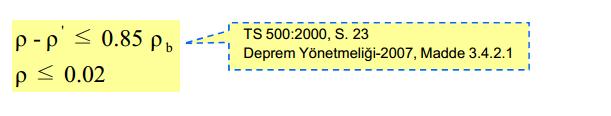 Çift Donatılı Kutu Kesitte Taşıma Gücü Hesabı Çift sıra donatı varsa en kesitte,