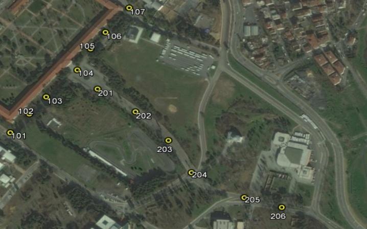 2 ellipsoidal heights were obtained with the data sets, orthometric heights were calculated with using EGM08 geoid model.