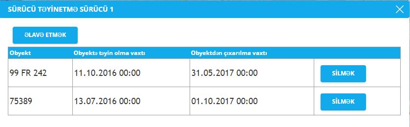 işarəsini basdıqda, sürücünün məlumatlarının parametirləri pəncərəsi açılacaqdır.