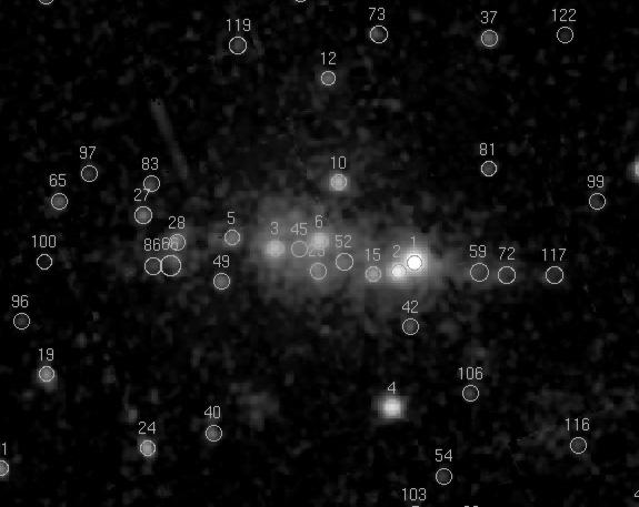 kaynaklardan sadece 3 ü (XMM-1, 3 ve 6) Chandra gözleminde de görülebilmiştir. Galaksinin XMM-Newton EPIC RGB (Red Green Blue, Kırmızı Yeşil Mavi) ve Chandra görüntüsü Şekil-1 de verilmiştir.