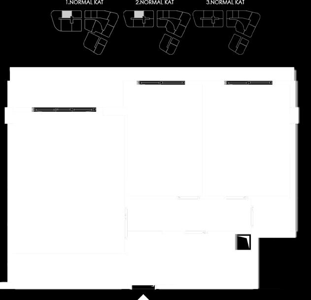 39 m² A TİPİ 1- ANTRE 3.45 m² 2- HOL 5.