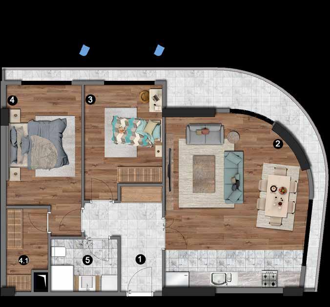 64 m² 5- YATAK ODASI 10.72 m² 6- EBV. YATAK ODASI 13.