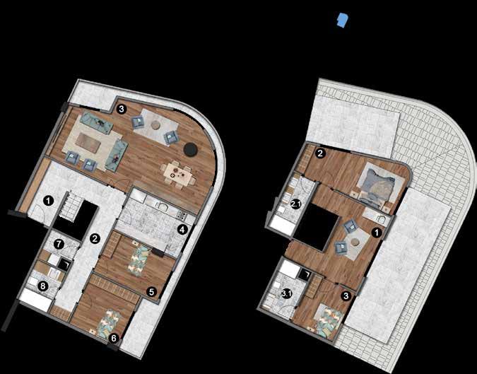 4+1 5+1 Brüt : 294.53 m² Net : 212.05 m² Balkon/Teras: 53.38 m² Brüt : 323.17 m² Net : 256.