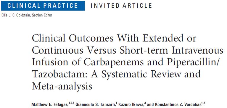 14 çalışma (1229 hasta) Karbapenem veya piperasilin/tazobaktam 3 saat veya 24 saat sürekli infüzyonun ile 20-60