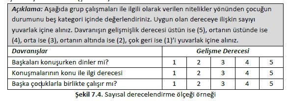 edindiği izlenimleri, gözlem sonuçlarını sayısal olarak belirtmeye yarayan araçlardır.