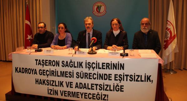 5 Ocak 2018 Sağlık emek ve meslek örgütleri taşeron işçilerin kadroya alınması konusunda siyasi iktidar temsilcileri tarafından yapılan açıklamaların ardından ortak bir basın toplantısı düzenleyerek,