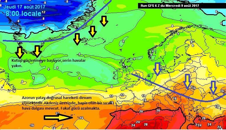 syf.9 Hava Durumu ve Rüzgar Tahmini - Temmuz 2017 Hava Durumu Modellere göre 14 Ağustos'a kadar olan bir sıcak hava dalgası mevcut.
