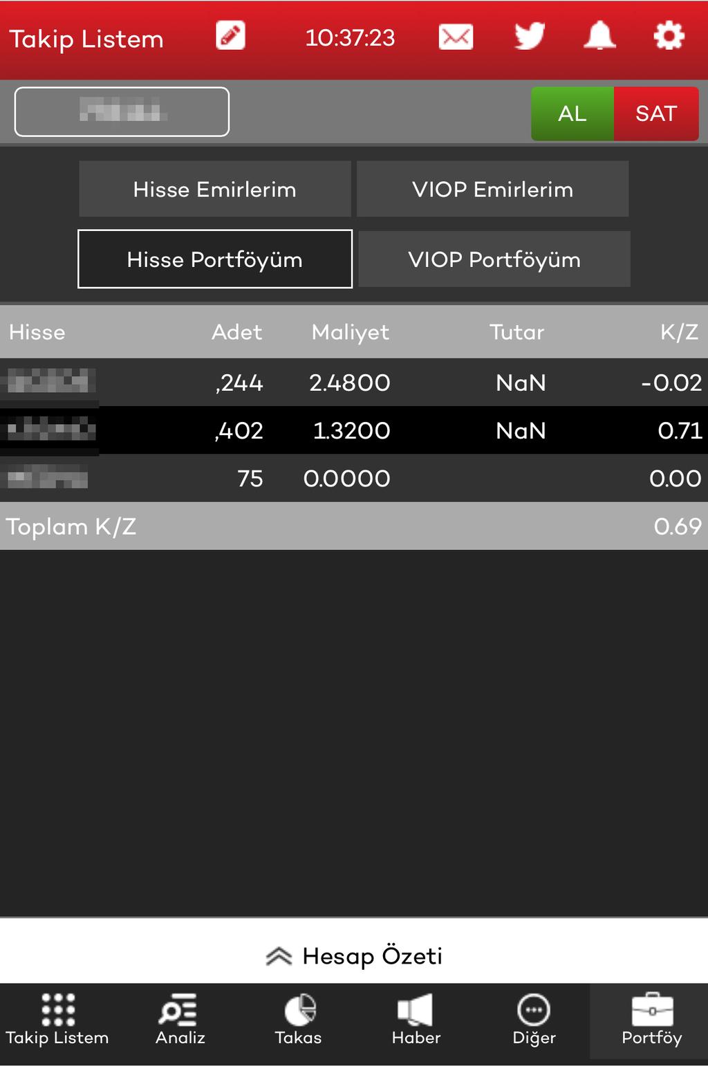 Hisse Portföyüm ve VİOP Portföyüm butonlarına tıklayarak