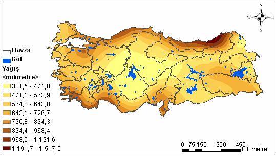İkincil Veriler Kullanılarak Türkiye Ortalama Yıllık Yağış Değerlerinin Mekãnsal Dağılımının Modellenmesi Ortalama hata RMSE 0,0036 0,8717 Tablo 5: GWR uygulaması sonucu bulunan hata değerleri