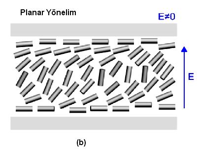 sıvı kristal molekülleri ile elektriksel alan arasındaki etkileģim iki mekanizmaya göre açıklanabilmektedir.