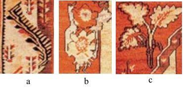 Şekil 8 de verilen halı 19. yüzyıla ait bir örnektir. 83x125cm boyutlarında olan bu halı farklı formlarda bitkisel motiflerden oluşmuştur.