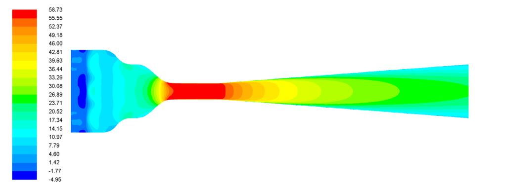 3.6.1 Full wind tunnel CFD results for TS-1 Final CFD simulations consisted of the full tunnel geometry including a diffuser with an outlet/inlet area of 2.44 and an half angle of 3.