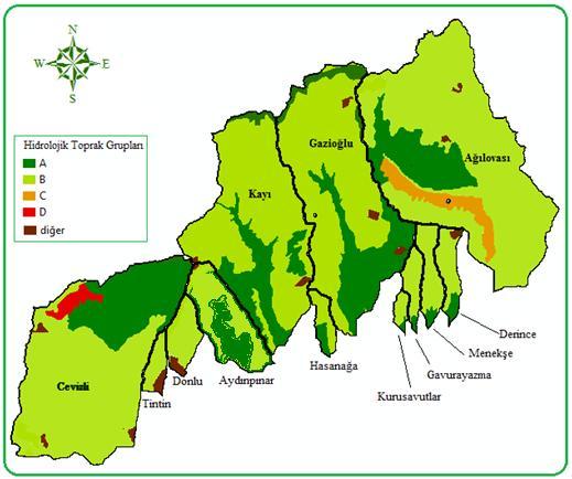 Şekil 4.68. Havza alanları hidrolojik toprak gurupları Şekil 4.