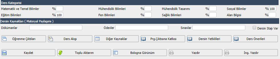 Eğer bir derse girdiğiniz Bologna bilgileri, öğretimini verdiğiniz diğer bir ders bilgileri ile tamamıyla veya kısmen aynı ise düzenleme yapılan ders seçilerek sağ üstten