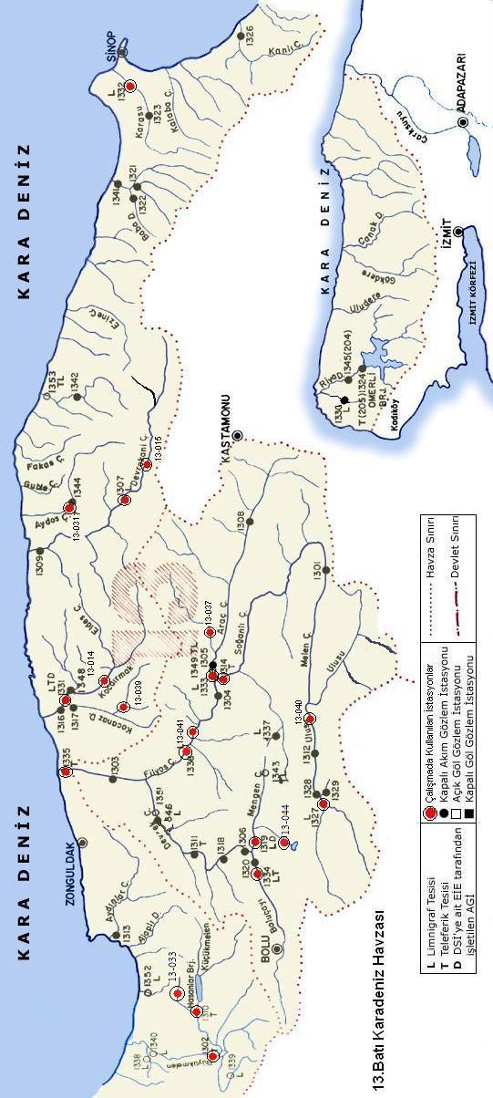 ġekil 1 Batı Karadeniz Havzasına ait DSİ ve EİE