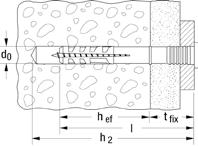 Çakma dübel N Çerçeve bağlantı dübelleri Delik çapı Çakma dübel NU-ZZ silindir başlı monte edilmiş çivi ile birlikte Efektif gömme derinliği Dübel