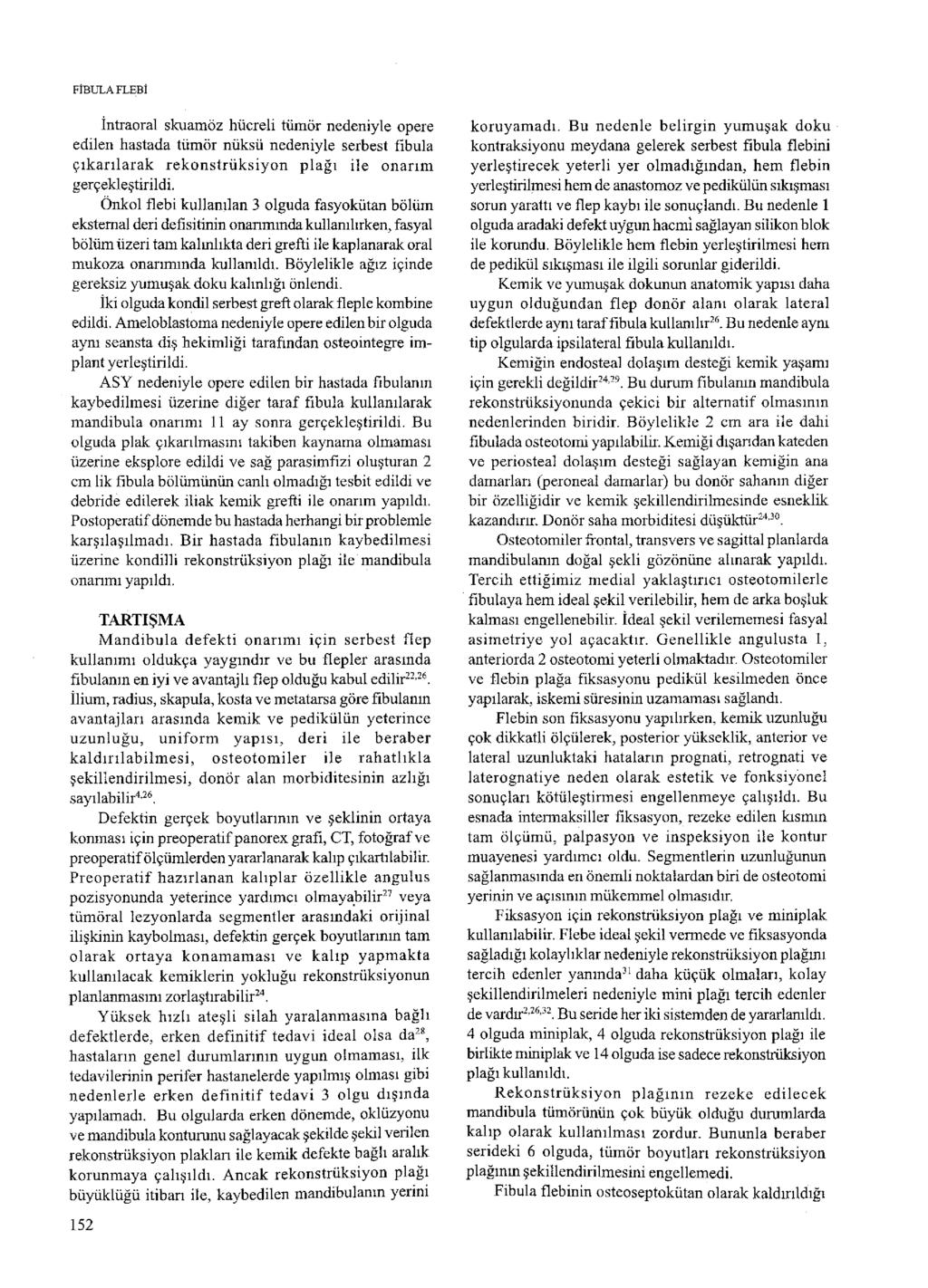 FİBULAFLEBİ İntraoral skuamöz hücreli tümör nedeniyle öpere edilen hastada tümör nüksü nedeniyle serbest fıbula çıkarılarak rekonstrüksiyon plağı ile onarım gerçekleştirildi.