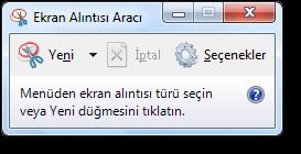 Ekran Alıntısı Aracı programını açmak için; bilgisayarın sağ alt köşesindeki Başlat, açılan pencereden Tüm Programlar,