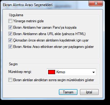 Seçim yapıldıktan sonra alttaki penceredeki gibi ekran görüntüsü alınmış olur.