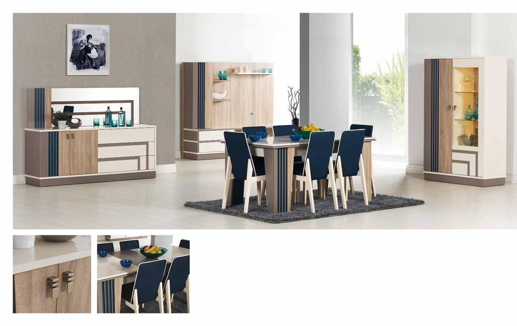 Sema. Yemek Odası / Diningroom Set Sadeliğin içine gizlenmiş çarpıcı bir renk kombinasyonu, her yemeği görsel bir şölene dönüştürüyor.