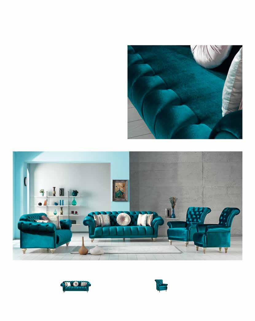 Koltuk Takımı / Sofa Set Kadife kumaşı ve incelikli detayları ile Siena Koltuk takımı zerafeti ve prestiji evinize getiriyor.