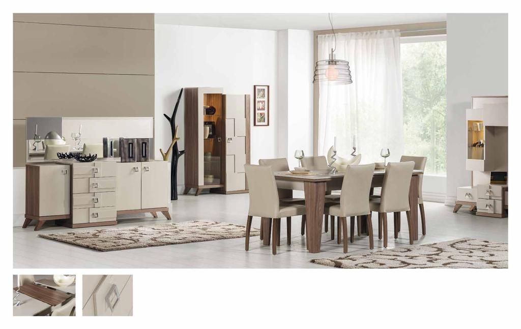 Rena. Yemek Odası / Diningroom Set Ahşabın sıcaklığı, doğal soft renklerin kombinasyonu ile birleşen Rena Yemek Odası Takımı, misafirlerinizi