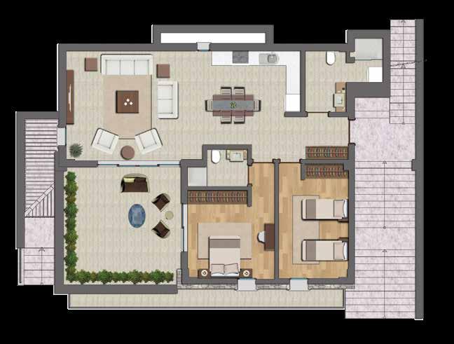 Zemin Kat Planı /Ground Floor Plan Giriş+Salon+Mutfak+Hol / Entrance+Dining room with kitchen+corridor : 55,00 m2 Ortak banyo / Common bathroom : 10,00 m2 Yatak odası / Bedroom : 16,40 m2 Ebeveyn