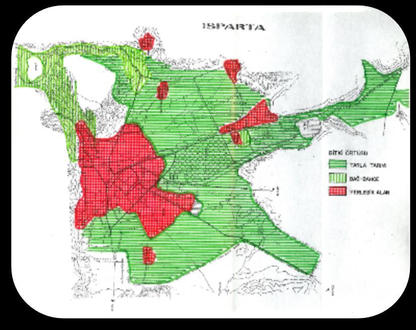 1986 tarihli imar planında bitki örtüsü İmar planında mevcutta yer alan kullanımlarda yeşil alanlarla ilgili