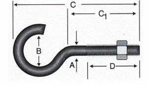 5 kg METRİK KANCA - AÇIK BOLT HOOK 4 ÜRÜN KOD A B C C1 D KOLİ KOLİ M5/21x80 121 17 62 43 31