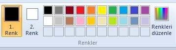 RENKLİ ÇALIŞMA:Paint'te özellikle renkli çalışmanıza yardımcı olacak sayısız araç vardır. Paint'te çizim veya düzenleme yaparken istediğiniz renkleri kullanmanızı sağlar.
