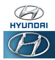 Hyundai loqosundakı əyiımiş H hərfi isə biri-birinin əlini sıxan iki adamı simvolizə edir: onlardan biri şirkət nümayəndəsi, digəri isə xoşbəxt müştəridir.