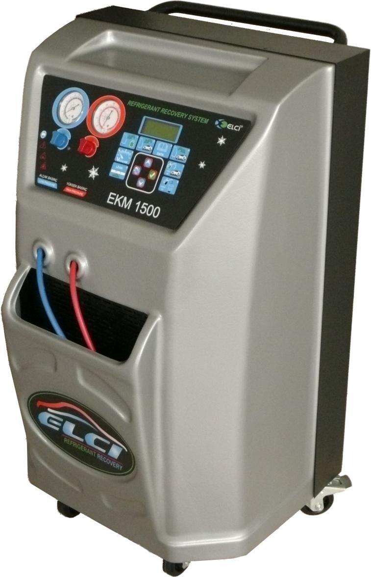 EKM 1500 Otomatik Gaz Dolum Cihazı R 134a uyumlu Mikro iģlemci kontrollü Çekilen ve doldurulan gaz miktarlarını anlık izleme Klima gazını