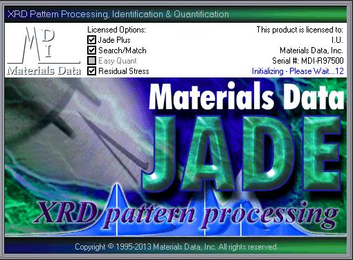 Jade programı ile XRD için gerekli analizler yapılmaktadır.