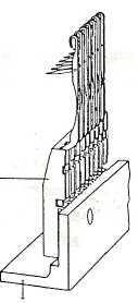 Dilli iğneler Dilli iğne rayı Şekil 1.6: Dilli iğneler Delikli iğneler Çözgülü örme makinelerinde ayrıca ipliğin örme iğnelerine yatırımını sağlayan delikli iğneler kullanılır.