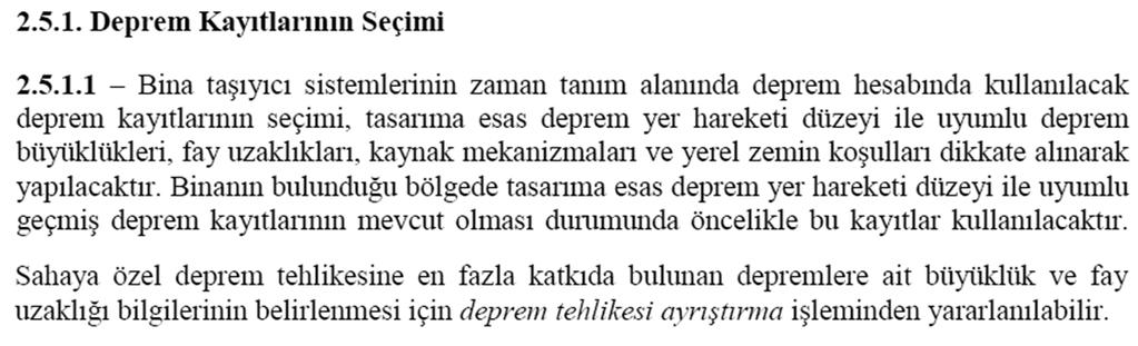 Deprem Kayıtlarının Seçimi: Seçim Kriterleri TBDY-2018