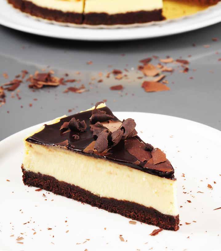 Çikolatalı Cheesecake Chocolate Cheesecake Özel ürettiğimiz bisküvi üzerinde fırınlanmış (Newyork usulü) çikolatalı cheesecake.