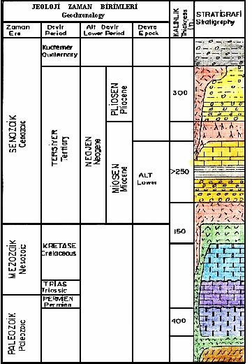 60 Şekil 3.3 Çalışma sahasının stratigrafık jeolojisi (Konya Çimento A. Ş. arşivi). 3.2.1.