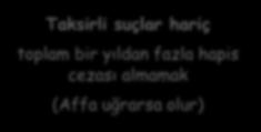 eylemlerine katılma ve En az ilkokul mezunu olmak Askerlikle ilişiği olmamak (2017 değişikliği) toplam bir yıldan fazla hapis cezası almamak (Affa uğrarsa olur) - Bu gibi eylemleri tahrik ve teşvik