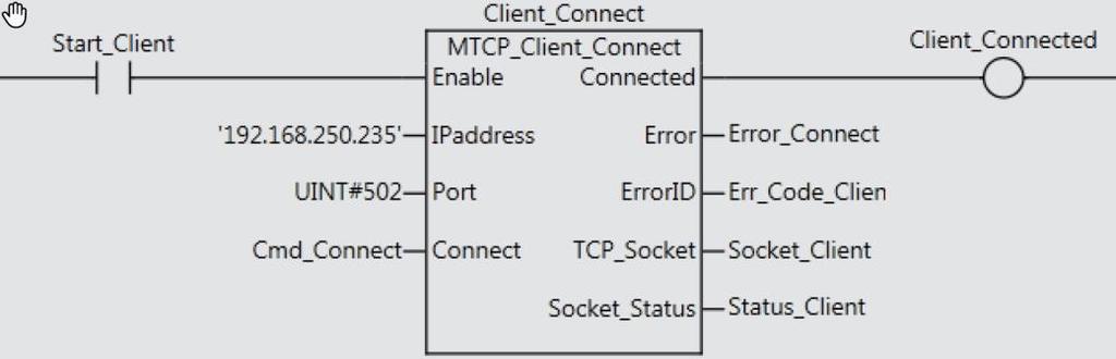 Şekil 6: Modbus TCP Client ile kullanılabilecek Modbus Fonksiyonları MTCP_Client_Connect fonksiyon bloğu ile ilk olarak server cihazına bağlanılmalıdır.