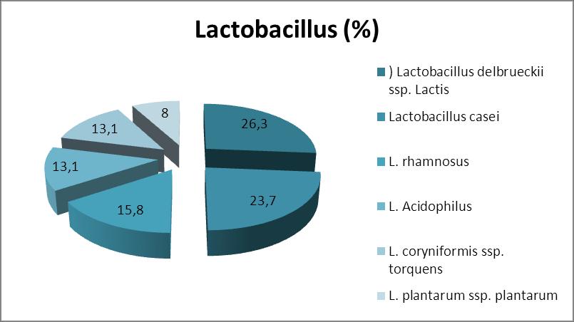 53 Şekil 4.3. İzole edilen Lactobacillus türlerinin % lik dağılımı Çiğ sütten izole