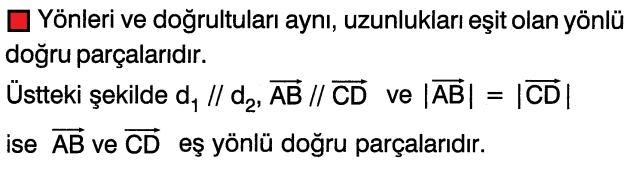 Yönlü doğru parçası: Zıt yönlü doğru parçaları: Eş yönlü