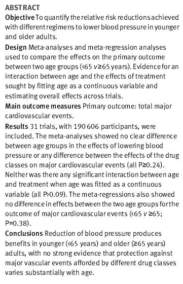 Blood Pressure Lowering Treatment