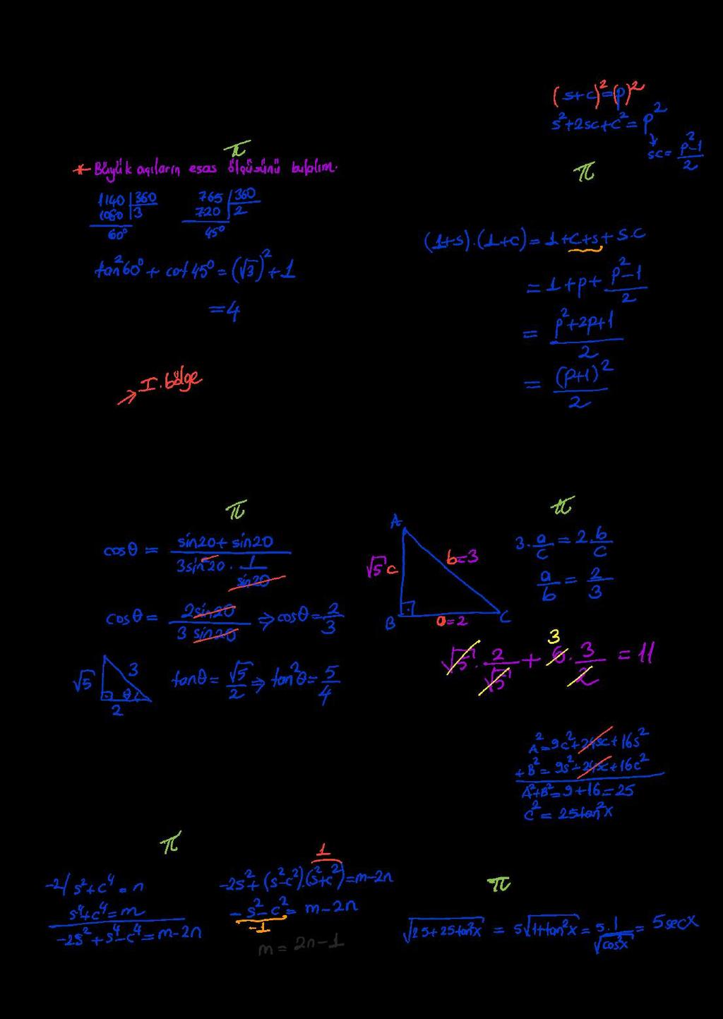 TGOOMT 0 TGOOMT TST. tan 0 + cot7 toplamının sonucu kaçtı? ) ) ) ) ). sin + cos = p olmak üzee, ( + sin) ( + cos) çapımının p tüünden değei nedi? ) + p ) p ^p+ h ) ) ^ ph ) p.