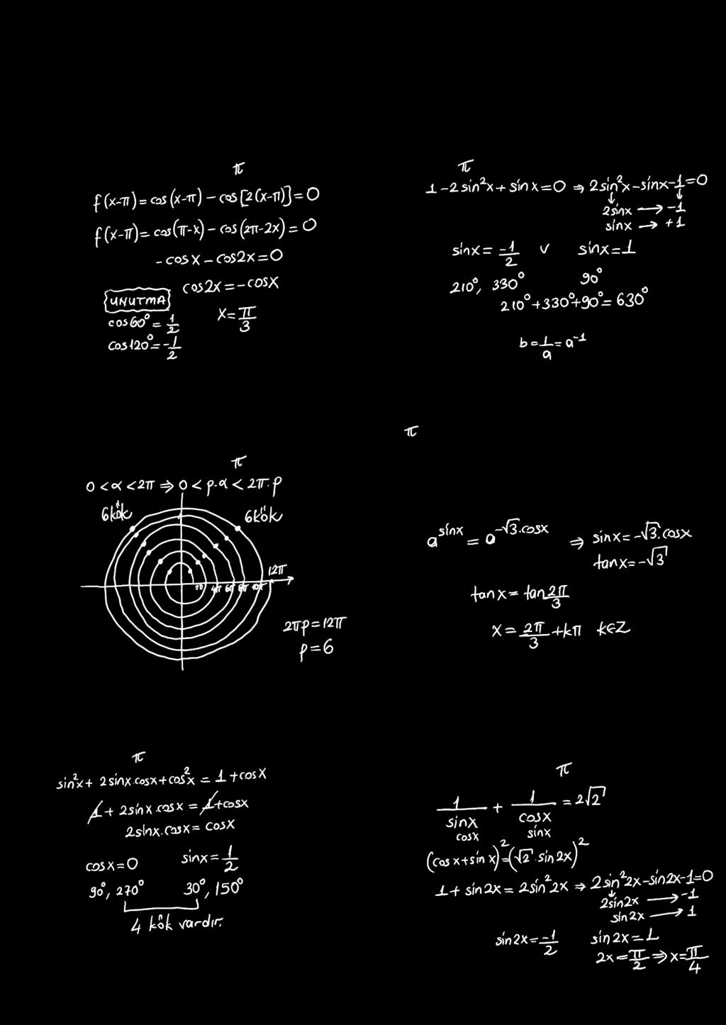 TGOOMTK KM TST. f() = cos cos olduğuna göe, f( p) = 0 denkleminin kökleinden bii aşağıdakileden hangisidi? ) 0 ) ) ) ). cos + sin = 0 denkleminin [0, 0 ) aalığındaki köklei toplamı kaç deecedi?