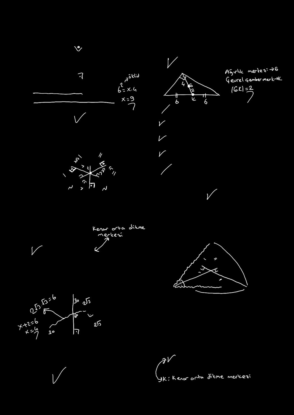 ÜÇG MZ 7. 6 10. Hipotenüs uzunluğu 1 cm olan bir dik üçgenin ağırlık merkezi ile çevrel çemberinin merkezi arasındaki uzaklık kaç cm dir?