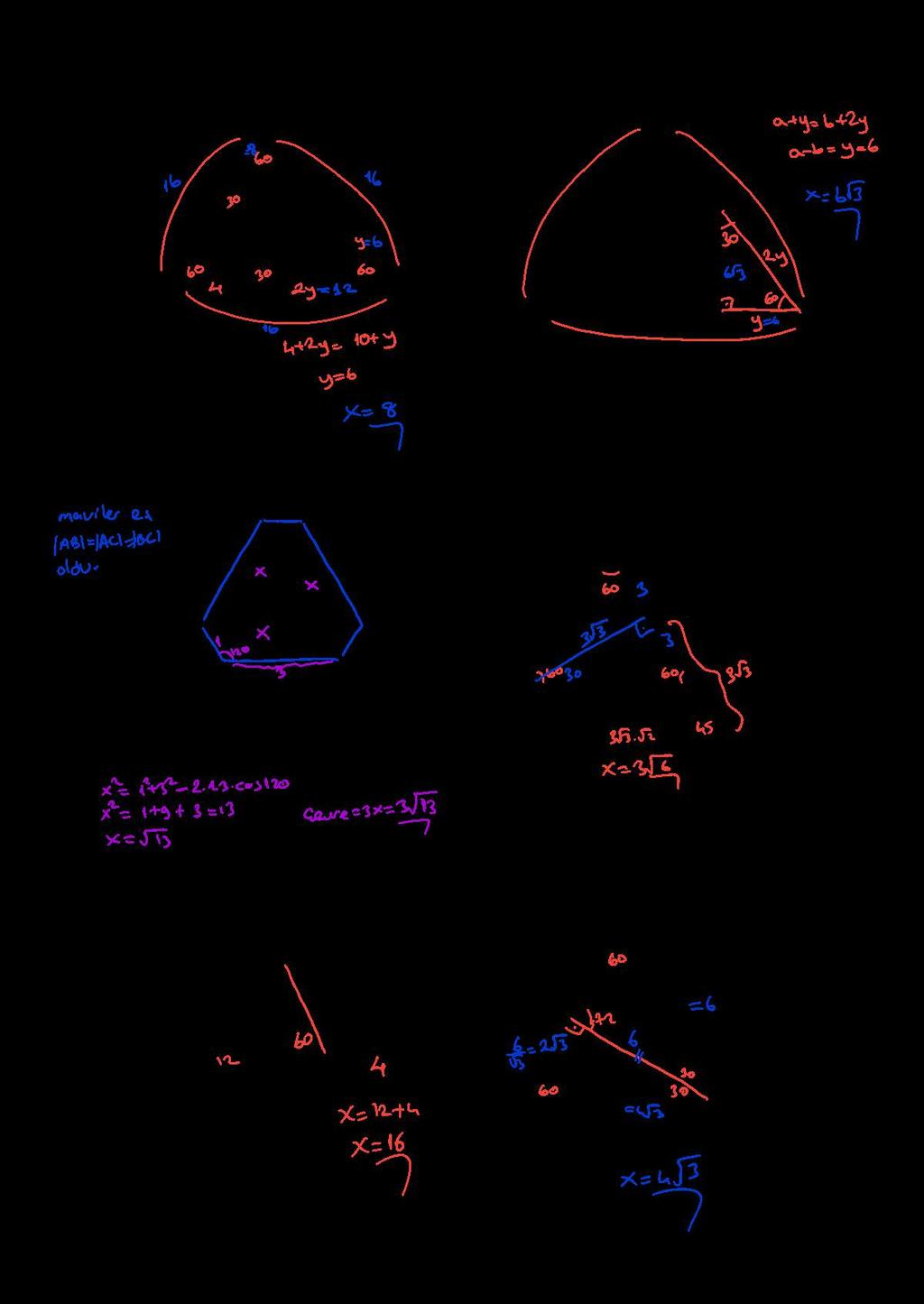 ÖZ ÜÇG 7. 10 10. 60 b 8 eşkenar üçgen, [] [], [] [] = 10 cm, = 8 cm una göre, = kaç cm dir? 60 a [] [], m( ) = m( ) = 60 = b cm, = a cm, a b = 6 cm una göre, = kaç cm dir? 8. 11.